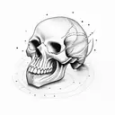 skateboard with skull  tattoo design idea