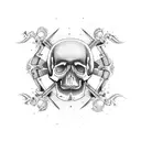 skateboard with skull  tattoo design idea