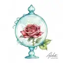 a red rose under a glass dome tattoo design idea