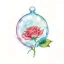 a red rose under a glass dome tattoo design idea