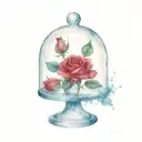 a red rose under a glass dome tattoo design idea