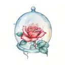 a red rose under a glass dome tattoo design idea