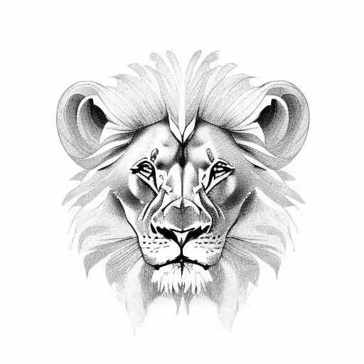 lion head feather three birds flying tattoo design idea