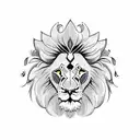 lion head feather three birds flying tattoo design idea