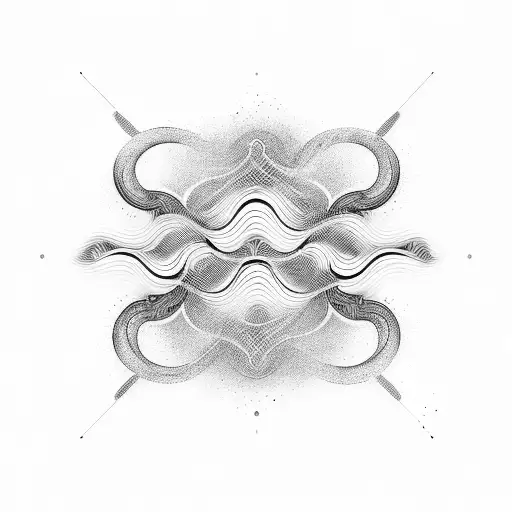 A visual representation of sound waves merging with neon lights tattoo design idea