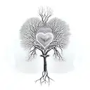 family tree with the roots forming a realistic heart tattoo design idea