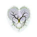 family tree with the roots forming a realistic heart tattoo design idea