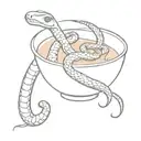 two snakes in a bowl of soup tattoo design idea
