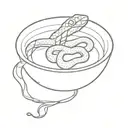 two snakes in a bowl of soup tattoo design idea