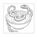 two snakes in a bowl of soup tattoo design idea