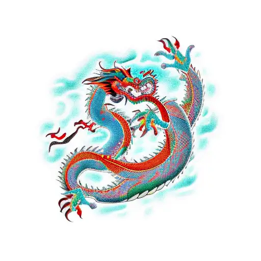 asian dragon pain tattoo design idea