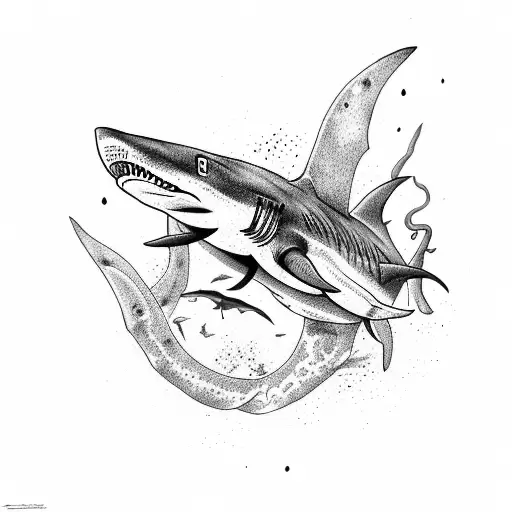 abyss three sharks and scorpion tattoo design idea