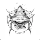 abyss three sharks and scorpion tattoo design idea
