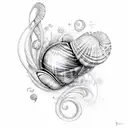 sea shells & music notes & stars tattoo design idea