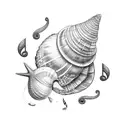 sea shells & music notes & stars tattoo design idea