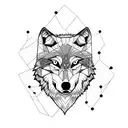 wolf in a rectangle tattoo design idea
