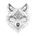 wolf in a rectangle tattoo design idea