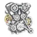 Motorcycle engine with gears and motorcycle audio tattoo design idea