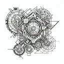 Machine, liberation, revolution, worker tattoo design idea