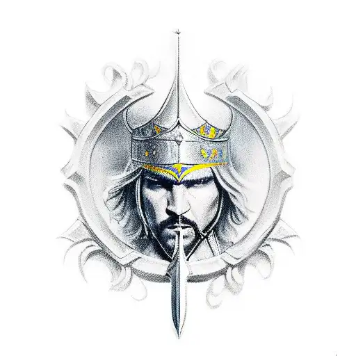 Ukraine Excalibur brave warrior tattoo design idea