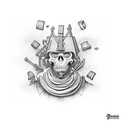 drums wood beers tattoo design idea