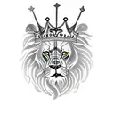 fierce lion wearing a crown with words saying "heavy lies the crown"  tattoo design idea