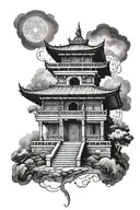 Nepali temple surrounded tattoo design idea