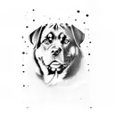 Rottweiler, 111, balaclava, drama mask, cloud, amore tattoo design idea