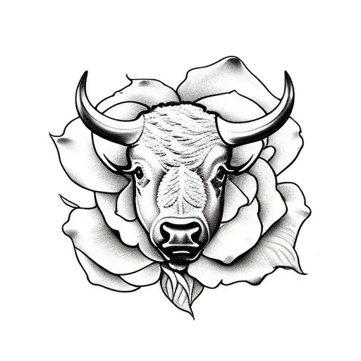 buffalo and roses tattoo design idea