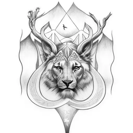 A paganism inspired tattoo featuring animals and nature elements tattoo design idea