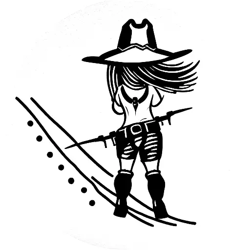 cowgirl riding nuke tattoo design idea