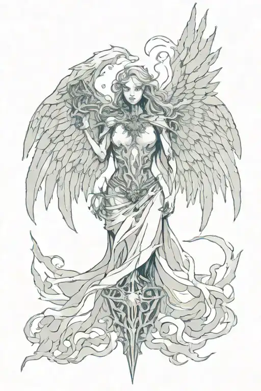 frozen heart death angel tattoo design idea