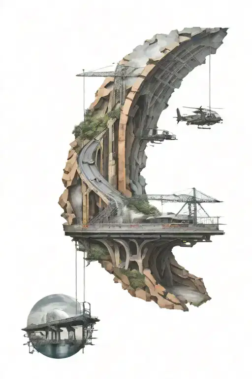 god, bridges and metro station with pulsar map tattoo design idea