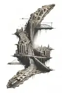 god, bridges and metro station with pulsar map tattoo design idea