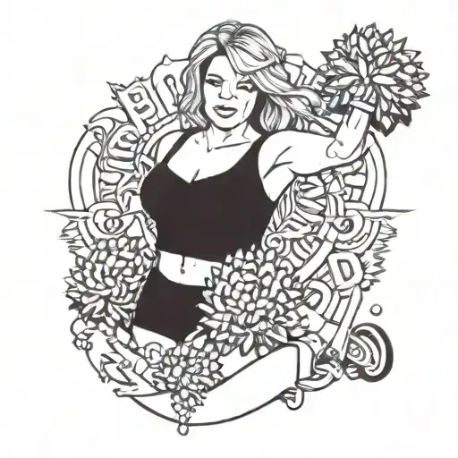 cheerleader with child's name Olivia Smith  tattoo design idea
