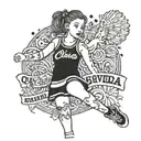 cheerleader with child's name Olivia Smith  tattoo design idea