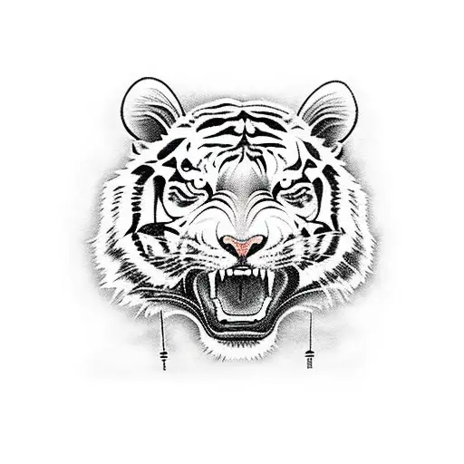 chinese zodiac style tiger defending rabbit and rat tattoo design idea