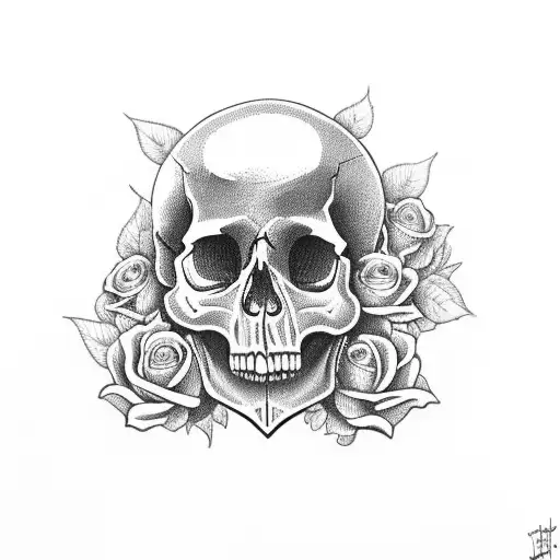 Skull and Roses,Tree, the name "Teijah",  tattoo design idea