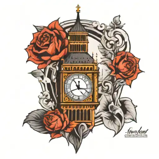 black and white London/ Big Ben Howard logo tattoo design idea