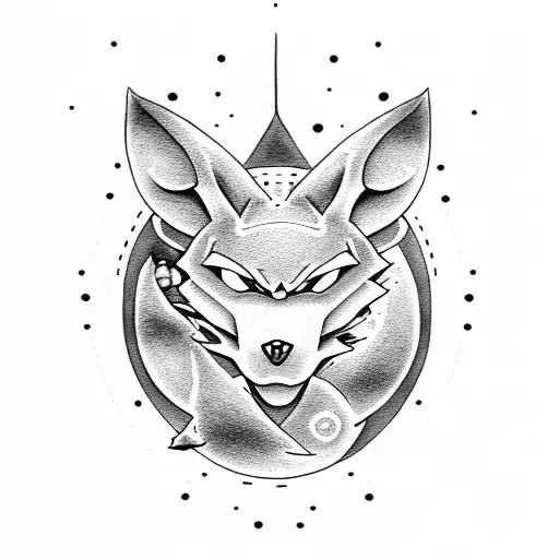 mewtwo and wolf full moon tattoo design idea