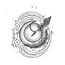 crescent moon with a bow and arrow  tattoo design idea