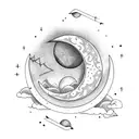 crescent moon with a bow and arrow  tattoo design idea