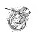 crescent moon with a bow and arrow  tattoo design idea