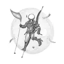 small moon with a bow and arrow  tattoo design idea