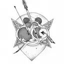 small moon with a bow and arrow  tattoo design idea