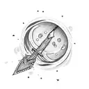 small moon with a bow and arrow  tattoo design idea