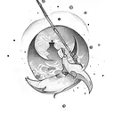small moon with a bow and arrow  tattoo design idea