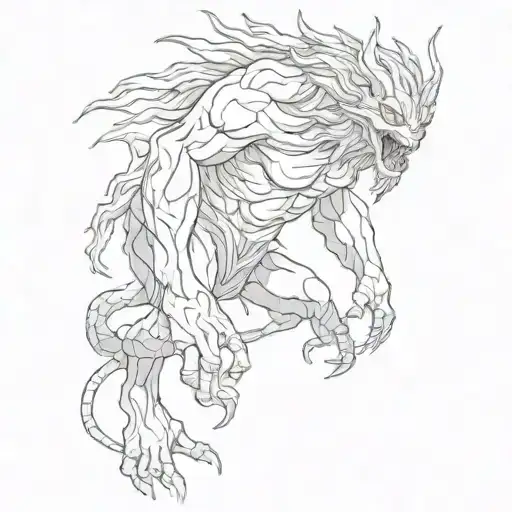 microrealism tatoo ancient greek monster emerging tattoo design idea
