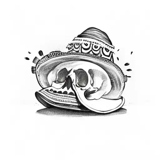 mexican skull with sombrero tattoo design idea