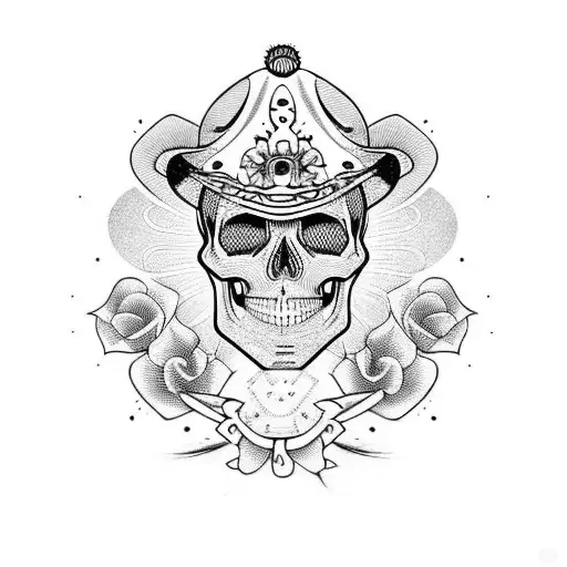 mariachi skull with sombrero tattoo design idea